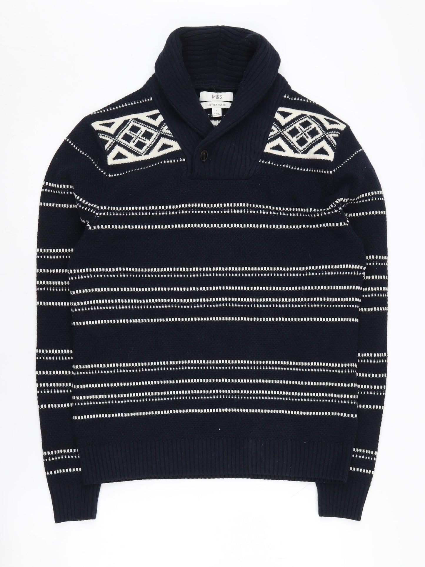 Marks and Spencer Men's Geometric Cotton Blend Jumper S