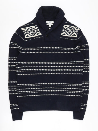 Marks and Spencer Men's Geometric Cotton Blend Jumper S
