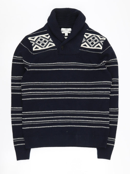 Marks and Spencer Men's Geometric Cotton Blend Jumper S