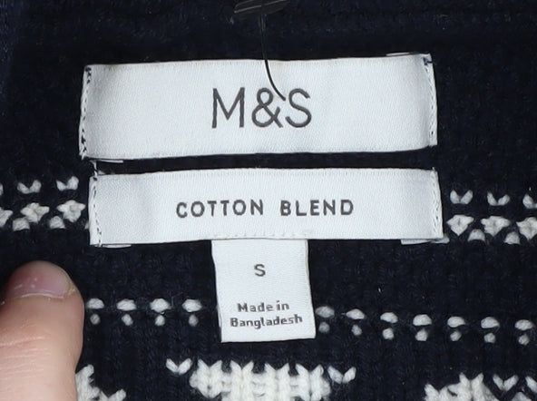 Marks and Spencer Men's Geometric Cotton Blend Jumper S