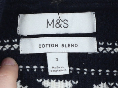 Marks and Spencer Men's Geometric Cotton Blend Jumper S