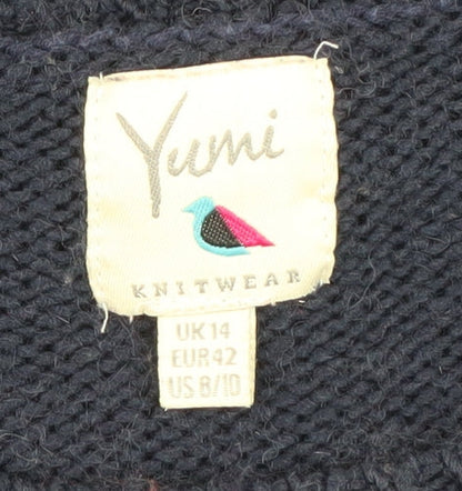 Womens UK Size 14 Yumi Blue Pullover Jumper