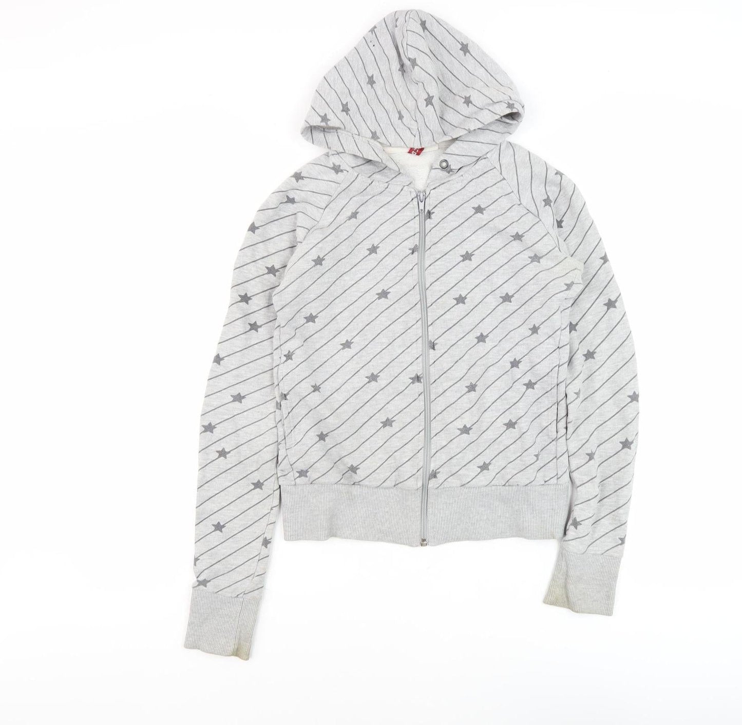 H&M Women's Grey Star Hoodie, Size 8, Full Zip