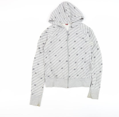 H&M Women's Grey Star Hoodie, Size 8, Full Zip