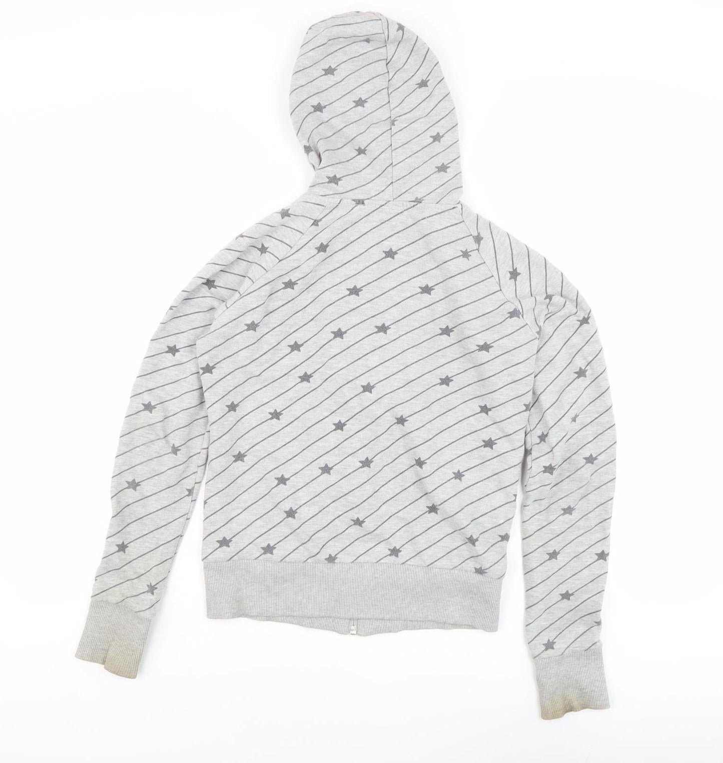 H&M Women's Grey Star Hoodie, Size 8, Full Zip