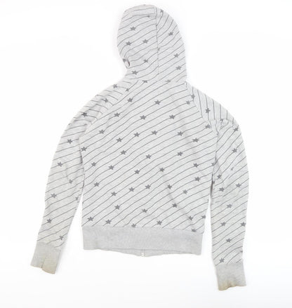 H&M Women's Grey Star Hoodie, Size 8, Full Zip
