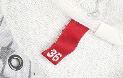 H&M Women's Grey Star Hoodie, Size 8, Full Zip