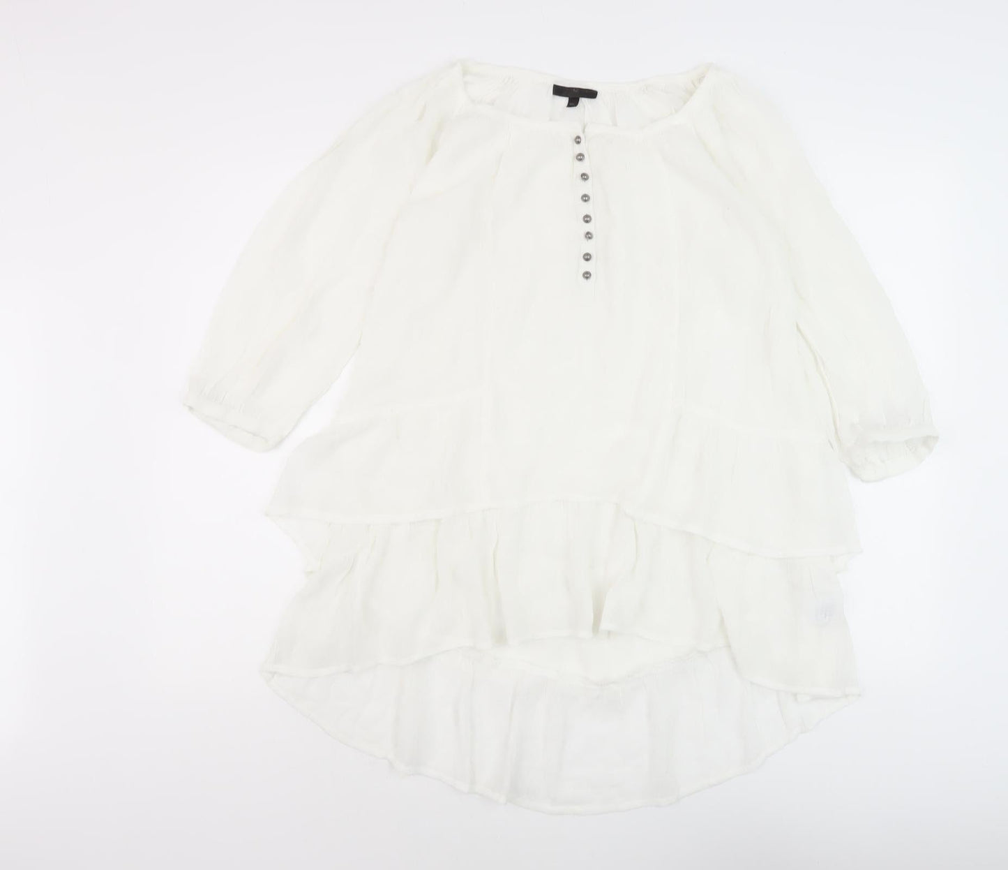Womens UK Size 32/34 Unknown White Tunic Blouse