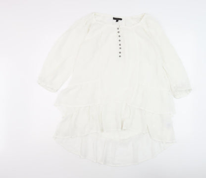 Womens UK Size 32/34 Unknown White Tunic Blouse