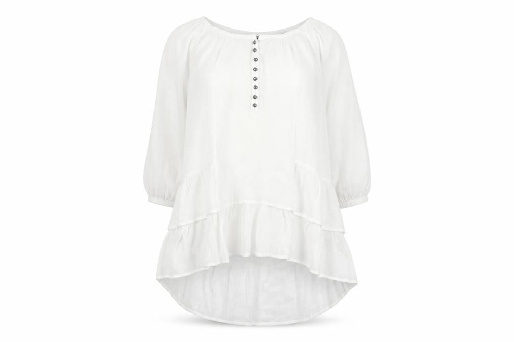 Womens UK Size 32/34 Unknown White Tunic Blouse