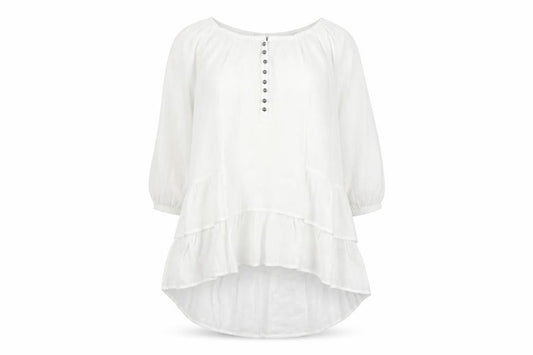 Womens UK Size 32/34 Unknown White Tunic Blouse