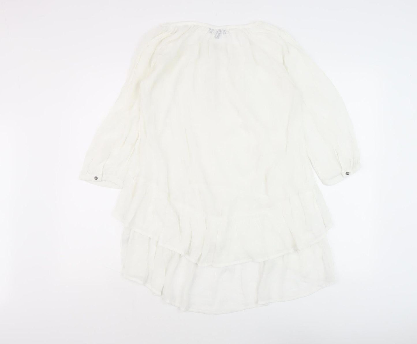 Womens UK Size 32/34 Unknown White Tunic Blouse