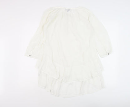 Womens UK Size 32/34 Unknown White Tunic Blouse