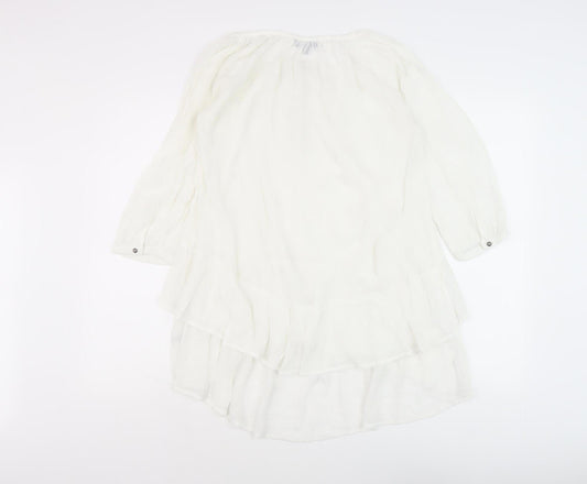Womens UK Size 32/34 Unknown White Tunic Blouse