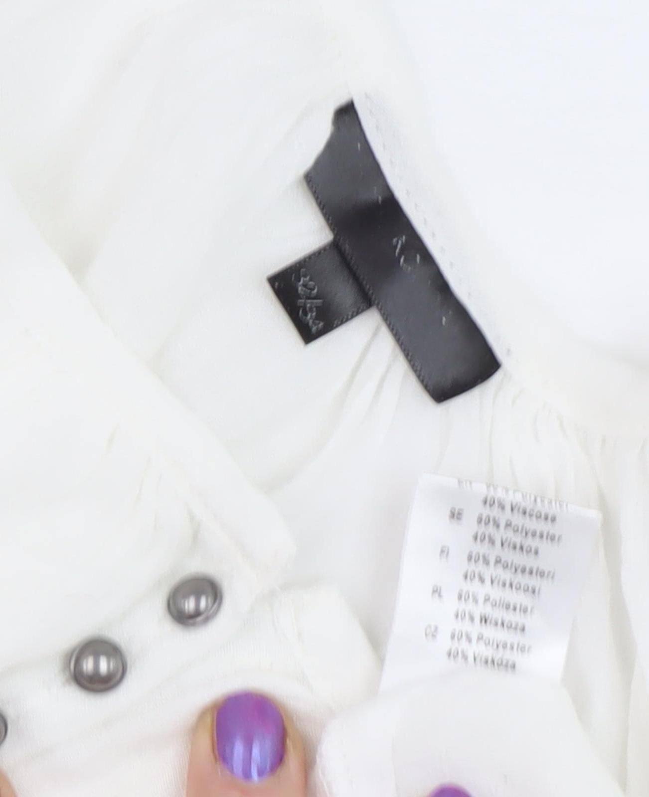 Womens UK Size 32/34 Unknown White Tunic Blouse