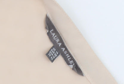 Laura Ashley Beige Blouse Women UK 14 V-Neck 3/4 Sleeve