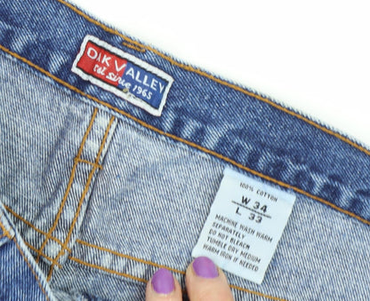 Mens UK Size 34 Oak Valley Regular Fit Straight Blue Jeans