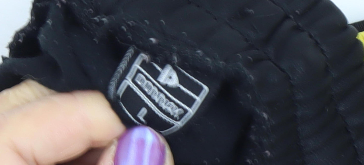 Men's Black Track Pants with Yellow Stripe, Size L