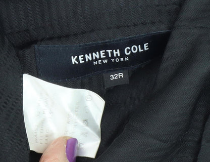 Kenneth Cole Men's Blue Check Trousers 32R Business Formal