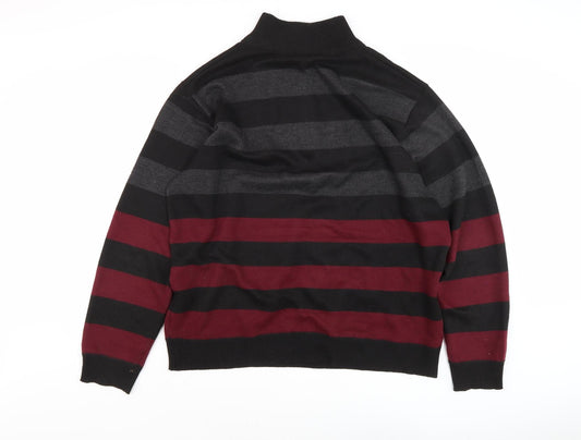 Pierre Cardin Men's Black Striped 2XL Full Zip Jumper