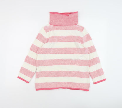 Laura Ashley Women's Pink Roll Neck Striped Jumper
