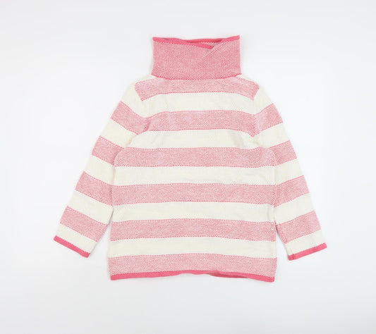 Laura Ashley Women's Pink Roll Neck Striped Jumper