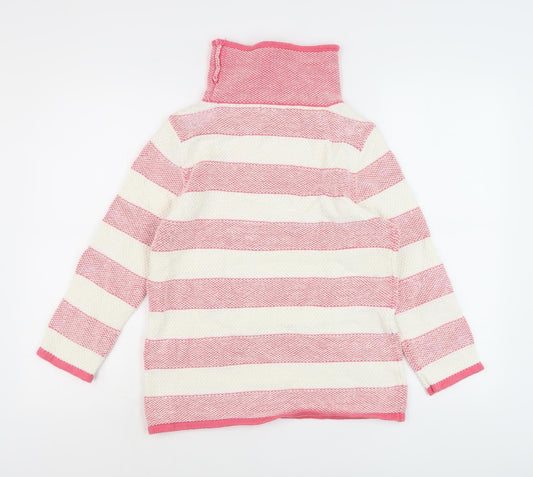 Laura Ashley Women's Pink Roll Neck Striped Jumper