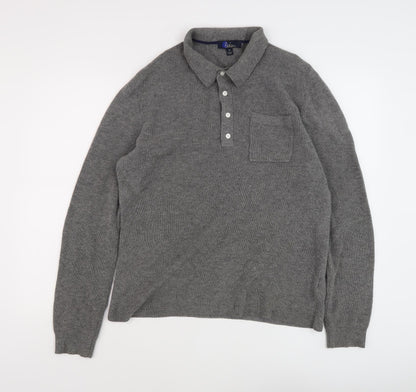 Boden Men's Grey Wool Pullover M Collared Jumper