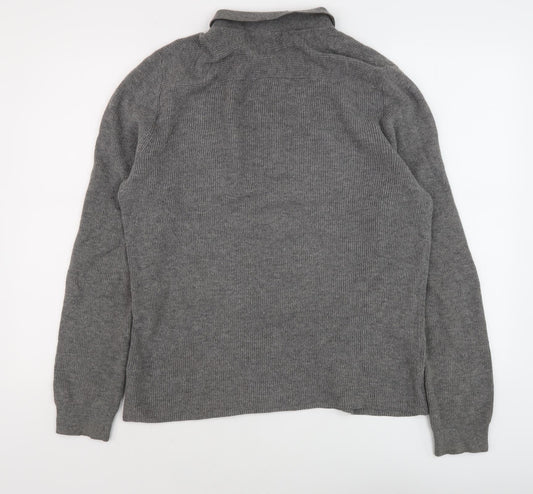 Boden Men's Grey Wool Pullover M Collared Jumper