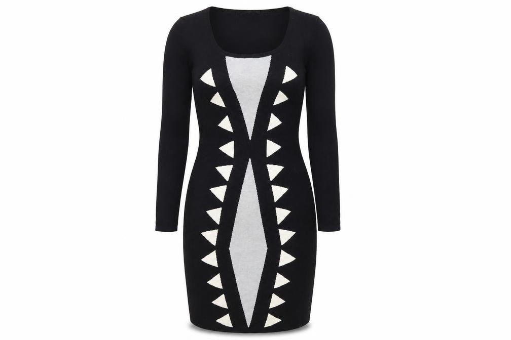 Quiz Women's Black Geometric Dress, Size 12