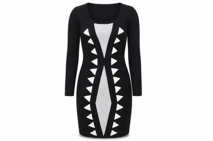 Quiz Women's Black Geometric Dress, Size 12