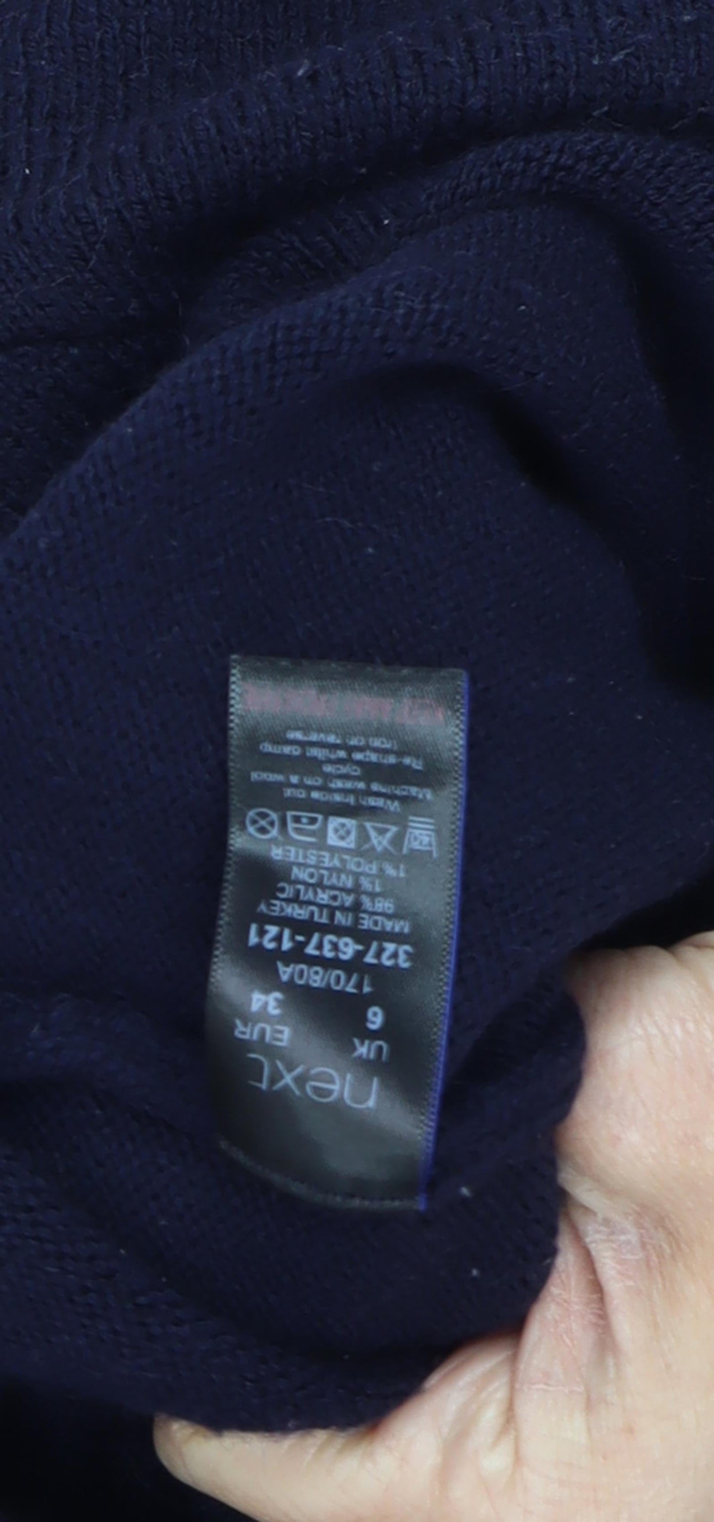 Womens UK Size 6 NEXT Blue Full Zip Jumper