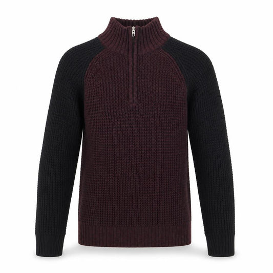 Aéropostale Men's Full Zip Jumper Black Burgundy S