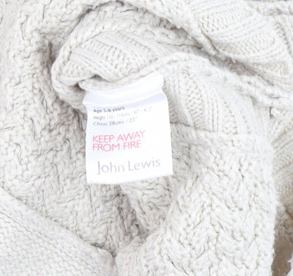 John Lewis Girls Ivory Knit Cape Jumper 5-6 Years