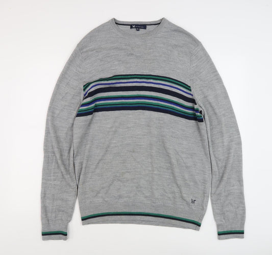Crew Clothing Mens Grey Striped XL Pullover Jumper