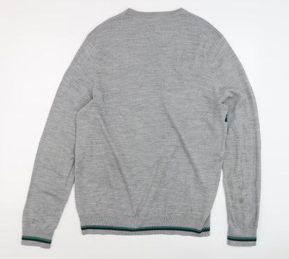 Crew Clothing Mens Grey Striped XL Pullover Jumper