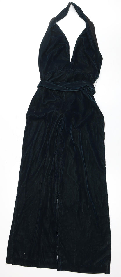 Zara Women's Black Velvet Jumpsuit XS, Party Ready