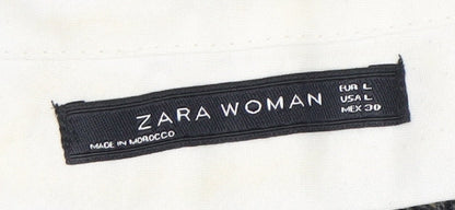Womens UK Size L Zara Regular Fit Casual Workwear Grey Trousers
