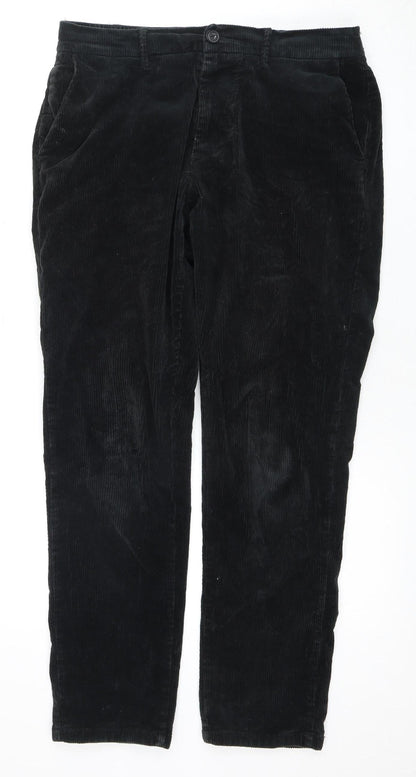 Next Men's Black Corduroy Trousers 32 Regular Fit
