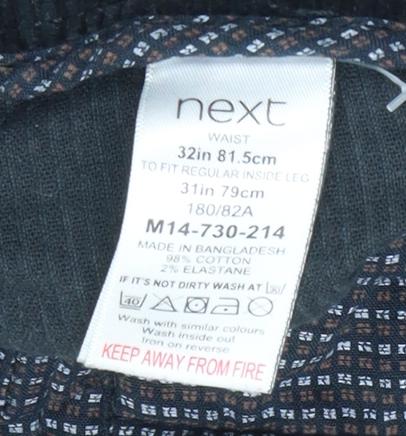 Next Men's Black Corduroy Trousers 32 Regular Fit