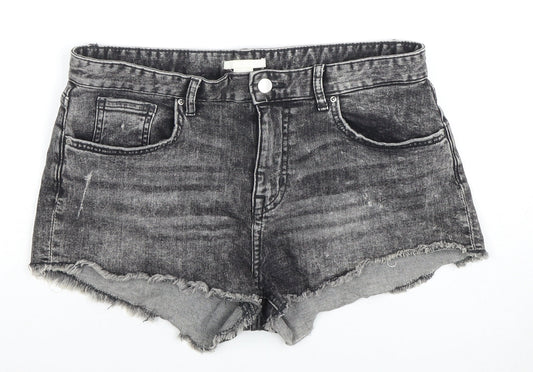 H&M Women's Grey Cut-Off Denim Shorts Size 10