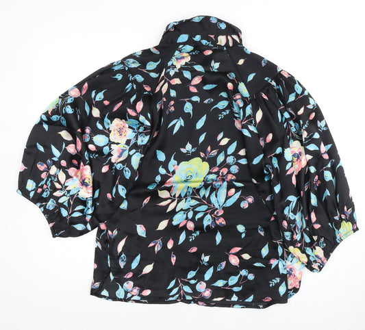 Jacqueline de Yong Floral Blouse, Size 10, Women, Black, Casual
