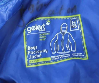 Gelert Boys Blue Waterproof Rain Coat 3-4 Years