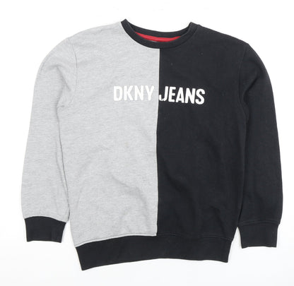 DKNY Boys Black Grey Logo Pullover Sweater Size 12