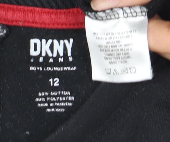 DKNY Boys Black Grey Logo Pullover Sweater Size 12