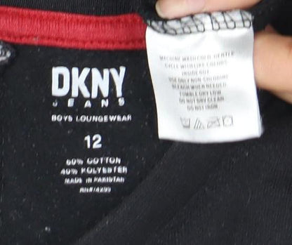 DKNY Boys Black Grey Logo Pullover Sweater Size 12