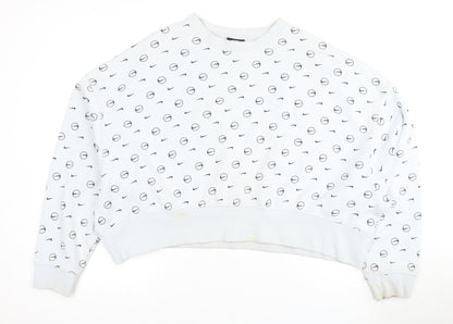 Nike Unisex White Medium Pullover Sweatshirt, Graphic Logo