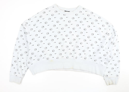 Nike Unisex White Medium Pullover Sweatshirt, Graphic Logo