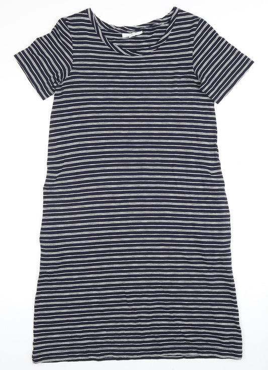 The White Company Women's Blue Striped T-Shirt Dress Size 8
