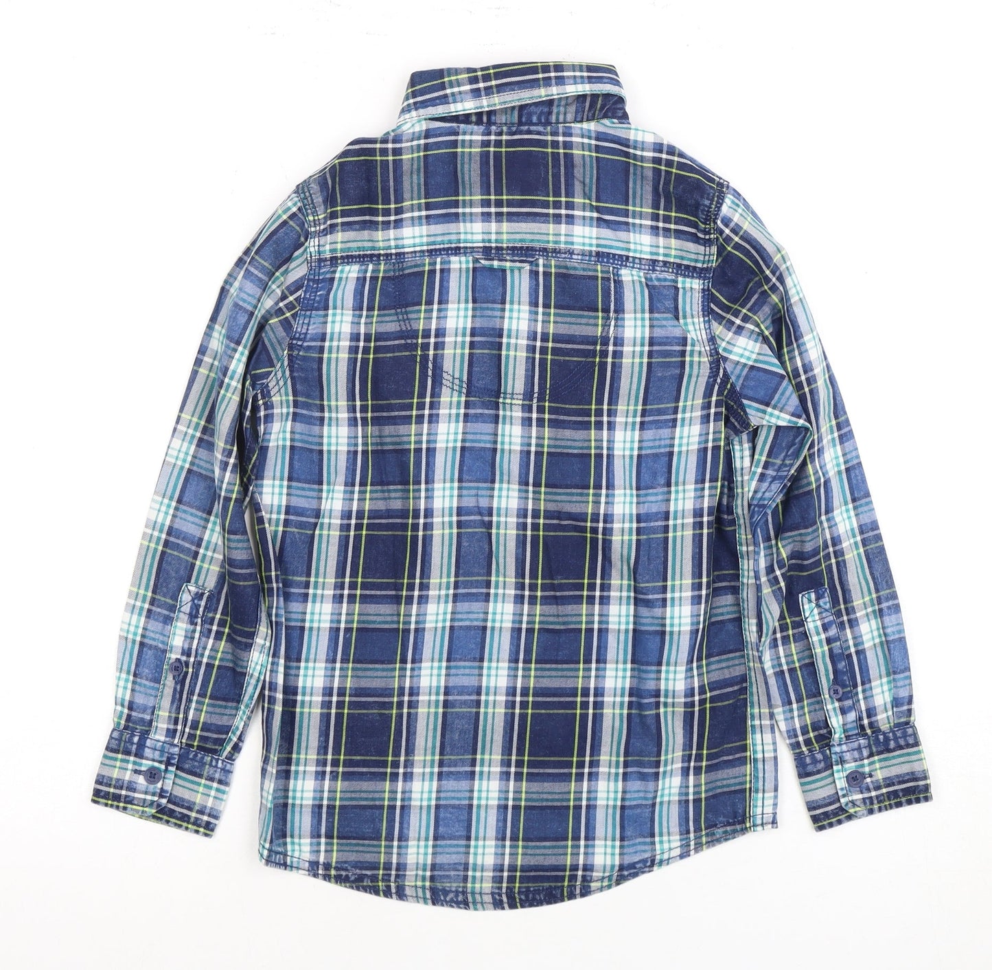 Mantaray Boys Blue Plaid Button-Up Shirt - 7 Years